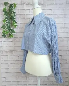 【INGNI】イング　レディース　長袖ショート丈シャツ　ストライプ　M