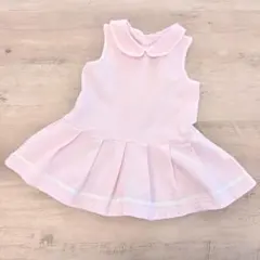 Jacadi♡ベビーピンク 丸襟ポロシャツプリーツワンピース/12M74cmのサムネイル