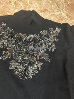 ラピーヌ　黒半袖セーター　ウール100%.13号