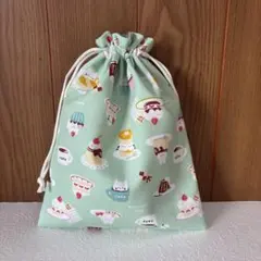 37番　ハンドメイド　給食袋　巾着袋