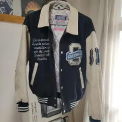 80s Vintage EASTBOY 袖レザー スタジャン フルデコ 刺繍