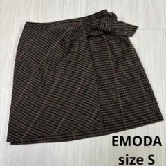 EMODA リボン付きチェック柄タイトスカート　ツイード　S y2k ギャル