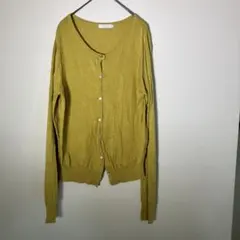 earth シンプルカーディガン　L トレンドカラー　からし色