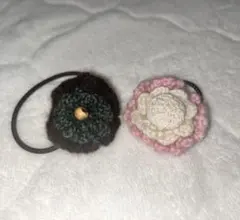 ミニヘアゴム 髪飾り 花 手編み ハンドメイド