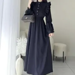 【mily bilet】新品タグ付き　ピンタックフリルワンピース　ネイビー