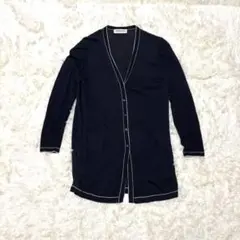 GEORGES RECHネイビー Vネック ボタン付きカーディガン　36