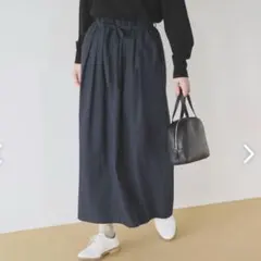 【新品】北欧、暮らしの道具店　パンツ派さんにもおすすめのギャザースカート ブルー 北欧、暮らしの道具店 パンツ派さんにもおすすめのギャザースカート