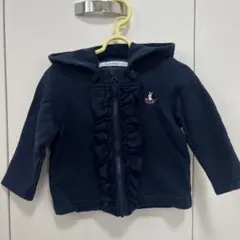familiarネイビー フリル付きパーカー 80cm