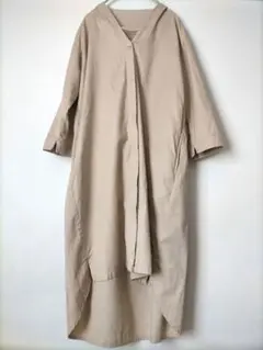 【 studio CLIP 】ノーカラー ロング シャツワンピース 羽織