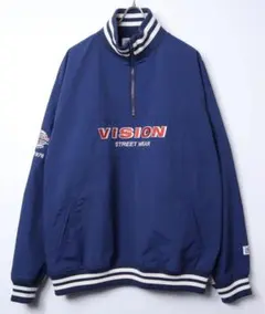 VISION STREETT WEAR リブラインナイロンプルオーバー L