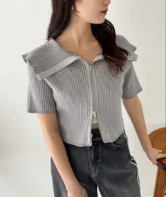 NICE CLAUP ダブルジップラインニット　トップス