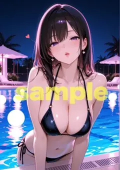 ビキニ アニメキャラクター 光沢写真用紙　A4ポスター AI 美女 A4 ポスター 光沢紙 セクシー ビキニ イラスト ○ukba10