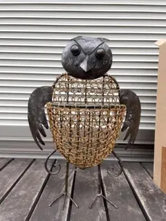 フクロウ型金属製置物　収納