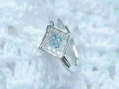 Pt900パライバトルマリン×ダイヤモンドリング