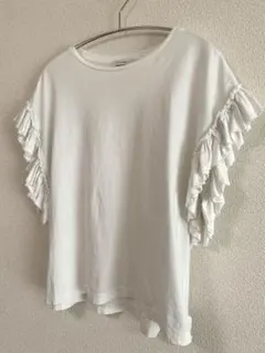 大人気フリルカットソー　綿100% ジャーナルスタンダード　春夏　白　無地 M