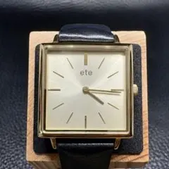 ★美品 稼働品 ete エテ 大人気のスクエア ゴールド ブラックレザー 上品★のサムネイル