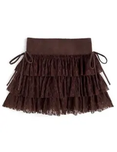 インパン裏地付きスエードレースティアードミニスカート[gc314] grl