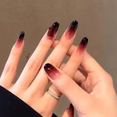 グラデーション ネイルチップ 黒から赤