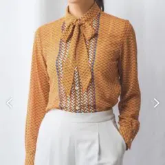 美品 ソージュ SOEJU チェーン柄ボウタイブラウス ピンク M - メルカリ