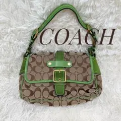 COACH シグネチャー　グリーン　スウェード ショルダーバッグ 保存袋