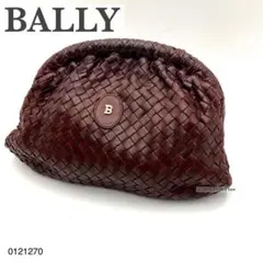 バリー BALLY クラッチバッグ レザー ボルドー 編み込み