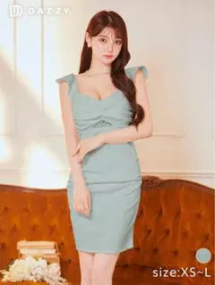 DAZZY フリルスリーブドレープタイトミニ丈キャバドレス Mサイズ