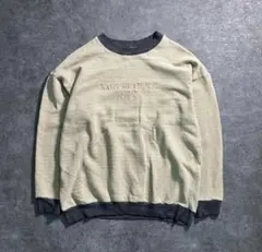 刺繍デザイン　イカリ　総柄スウェット　トレーナー古着