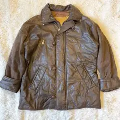 スペイン産✨ラムレザー ジャケット 本革 切替 ブラウン XLサイズ Y2K