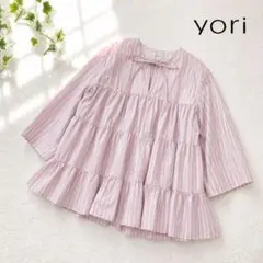 yori ヨリ ストライプティアードチュニック ピンク フレア Fサイズ 美品♡ヨリ yor iフリル カラーティアード チュニック ホワイト 白