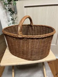 大型アンティーク バスケット 天然素材 籐かご 収納店舗什器オブジェラタンかご