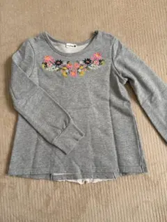 ブランシェス 花柄刺繍 グレー トレーナー 長袖　130