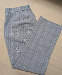ユニクロ　スマートアンクルパンツ XL　グレーチェック柄 ライトベージュ