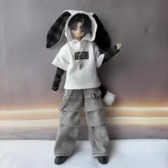 シチリアの追憶 うさ耳パーカー（白）＆膝タックワイドパンツ　3点セット