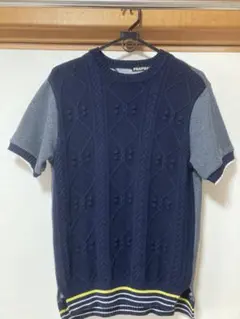 FRAPBOIS 半袖ニット ネイビー グレー