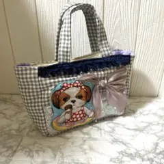 ハンドメイド ロラライハリス Bee Toss 持ち手付きファスナーポーチ