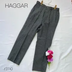 スラックス　オフィスカジュアル　ウール混　センタープレス　グレー　HAGGAR