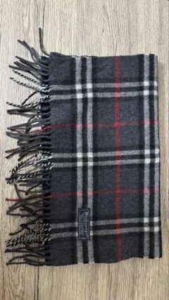 Burberrys チェック柄マフラー ウール製 バーバリー ネイビー 英国製