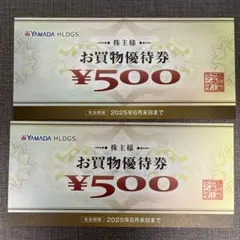 ヤマダ電機　お買物優待券　1000円分(500円券×2枚)