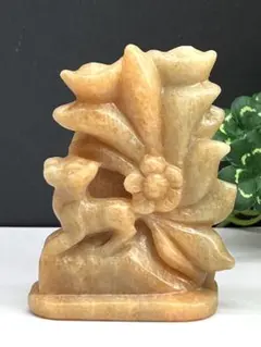 天然石　サンストーン　カービング　大きめ九尾　彫刻⭐️1643