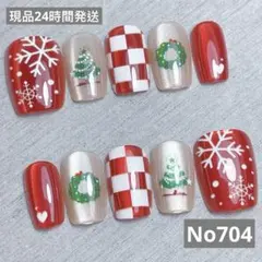 クリスマスネイルチップセット 10個　No704 サイズ:XS、S、M