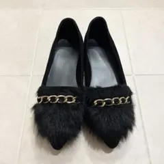 GRL❤︎ 25cm パンプス　ファー　ブラック　ヒール　サンダル　ブーツ　靴