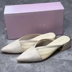 rienda スクエアヒール フラット パンプス サンダル 箱付き L 24.5のサムネイル