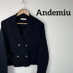 【美品】Andemiu アンデミュウ ニットジャケット ブラック 金ボタン Fのサムネイル