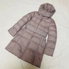 UNIQLO ダウンコート　ベージュ　ブラウン　Lサイズ　ベルト　Aライン