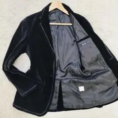 【美品】ABAHOUSE ベロア テーラードジャケット L 黒 別布トリミング