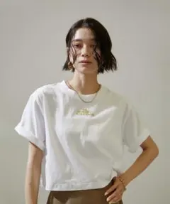 美品SALON adam et rope' JANEクロップドTシャツホワイト