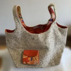 中古品　個性的なバッグ　ツイード風➕和風