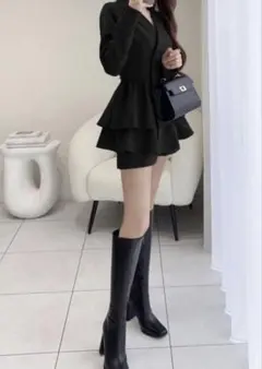 GRL ティアードフリルダブルジャケット×ショートパンツセットアップtu1884