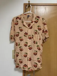 さくらんぼ チェリー柄 半袖シャツ 柄シャツ 美品