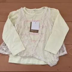 ROSE P.R.V 薄い黄色 レース付きTシャツ 100